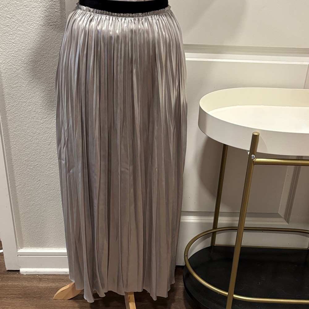 EUC Silver A-Line Pleated Skirt